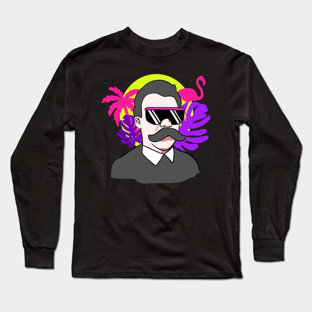 Nietzsche 80s Vaporwave Portrait Long Sleeve T-Shirt by isstgeschichte